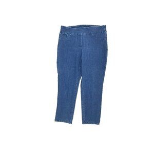 Ruby Rd. Pull On Straight ankle Women's size 14 Dark Wash Blue Denim Jeans